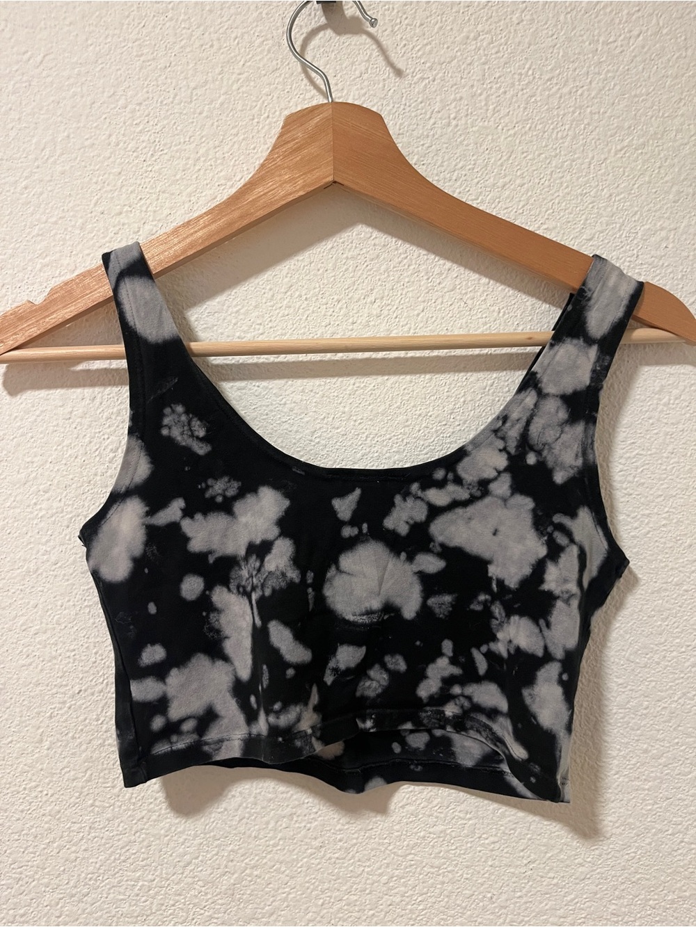 Max Roux Black & Grey Tie-Dye Crop Tank Top